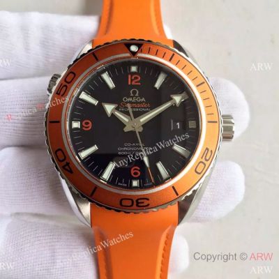 Swiss Grade Omega Seamaster SS Black Dial Orange Rubber Strap 8500 Movt watch